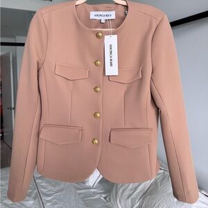 Veronica Beard Camel Blazer with Gold Buttons